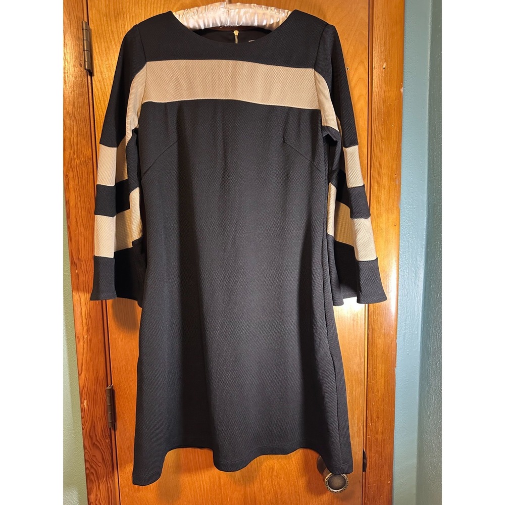 Danny‎ and Nicole Women's Long Sleeve Dress Black Taupe Size 8 Pockets